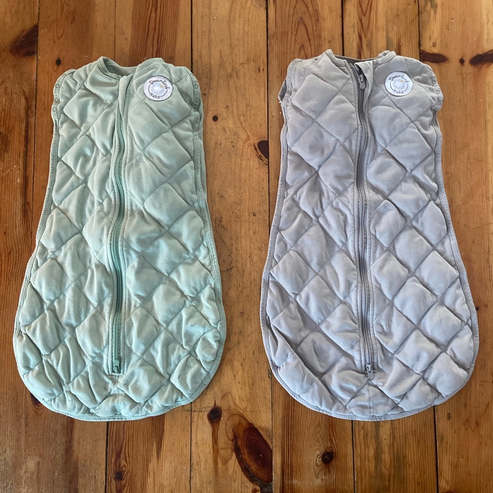 Bundle of 2 Dreamland Baby Weighted Swaddles 0-6M (Sage & Grey)
